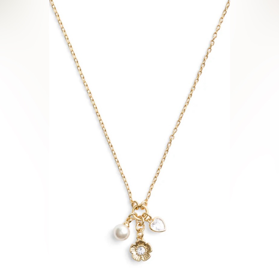 Bnwt Coach Gold Signature Charm Cluster Pendant Necklace $155
